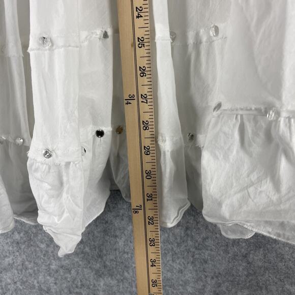 Kaktus Tiered Maxi Skirt Womens Small White Embellished Boho Cottage Gypsy Fairy - Picture 10 of 16